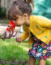 Frugi Maia Embroidered Cardigan, Yellow (YELLOW), large