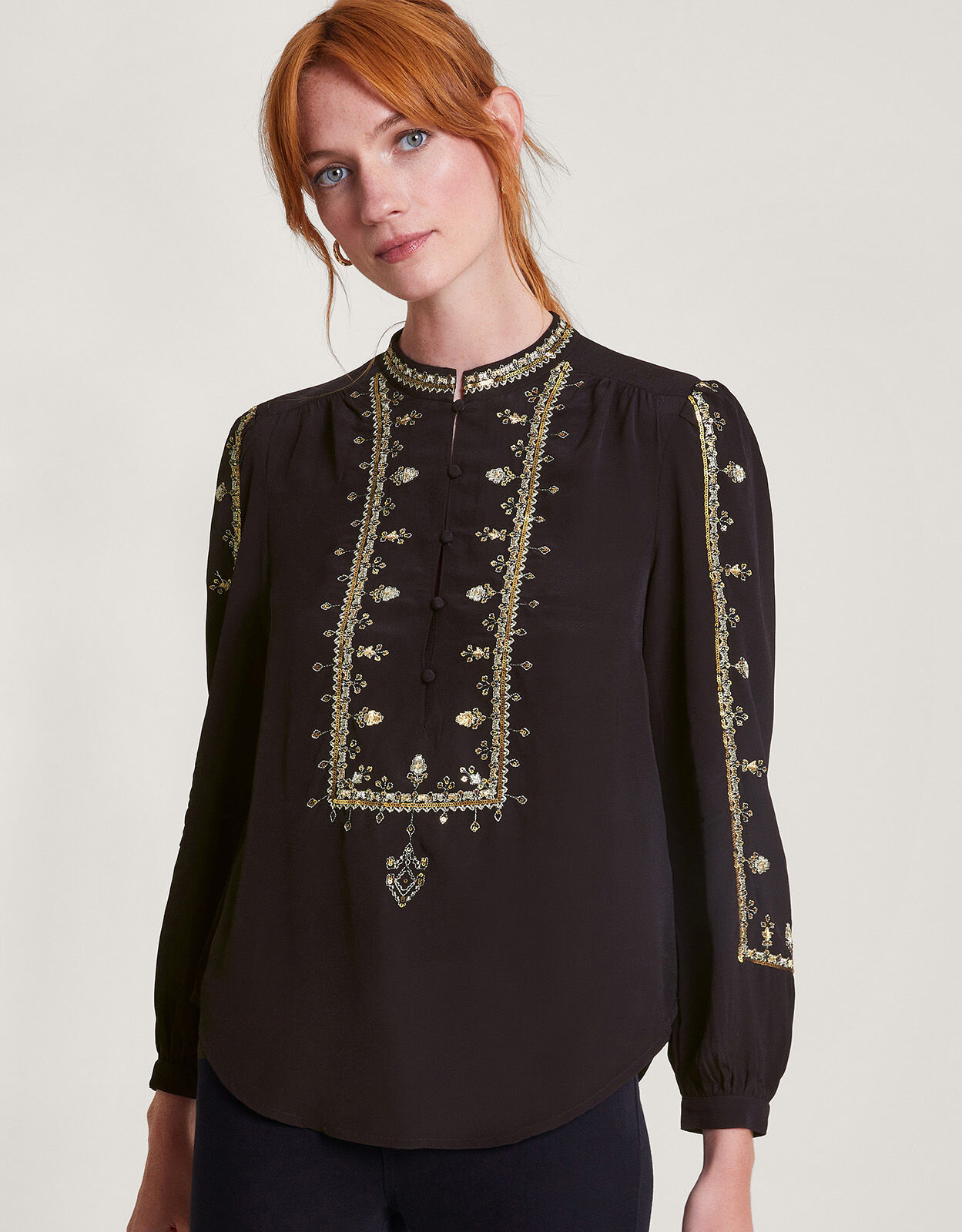 Glenna Embellished Blouse Black