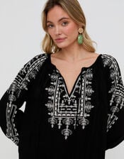 Raffya Aurelia Embroidered Maxi Kaftan Dress, Black (BLACK), large