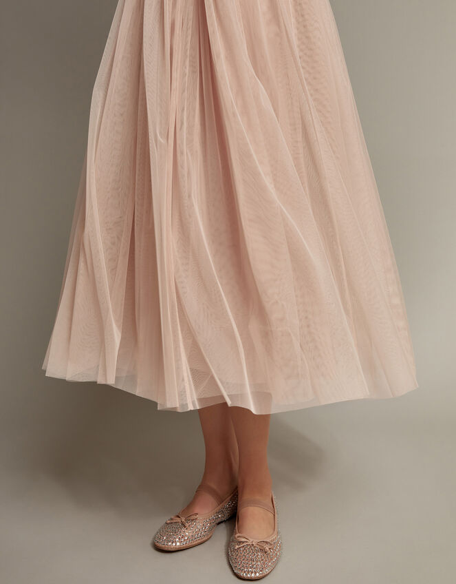 Alice Sleeveless Tulle Midi Dress, Pink (BLUSH), large