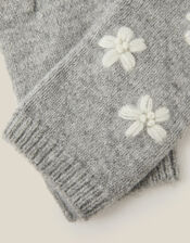 Elena Floral Embroidered Wrist Warmers, , large