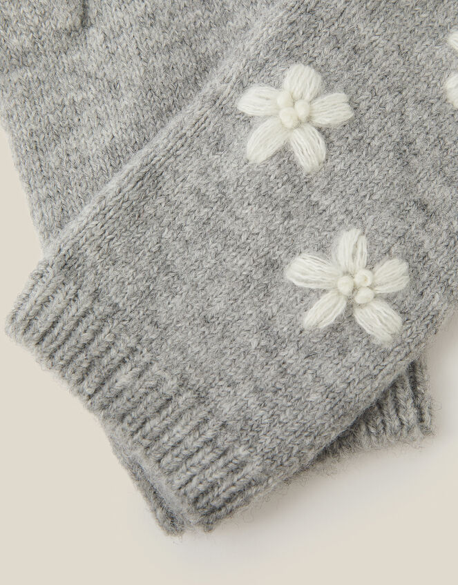 Elena Floral Embroidered Wrist Warmers, , large