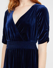 Stevie Smock Velvet Midi Dress, Blue (NAVY), large