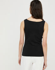 Bridey Square Neck Jersey Vest, Black (BLACK), large