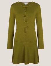 Bayle Bow Knit Mini Dress, Green (GREEN), large