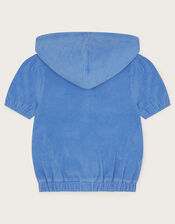 Towelling Short Sleeve Hoodie, Blue (BLUE), large