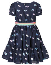 Unicorn and Rainbow Dress, Blue (NAVY), large