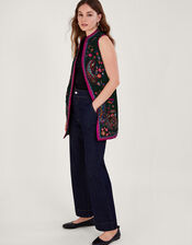 Phoebe Embroidered Waistcoat, Black (BLACK), large