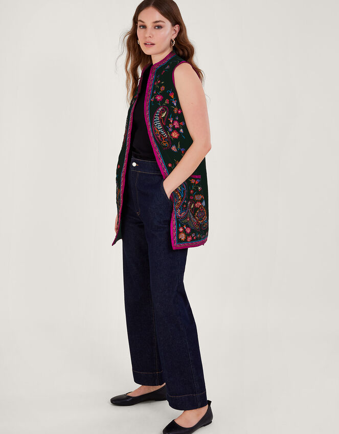 Phoebe Embroidered Waistcoat, Black (BLACK), large