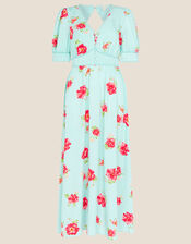 Tilly Floral Midi Dress with LENZING™ ECOVERO™ , Blue (TURQUOISE), large