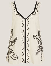 Hope Leaf Embroidered Cami Top, Natural (NATURAL), large
