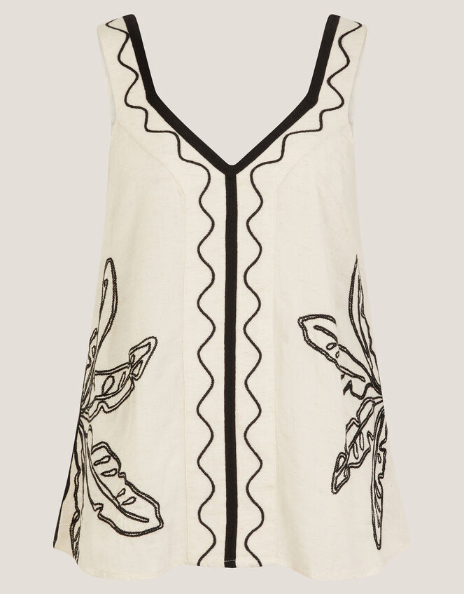 Hope Leaf Embroidered Cami Top, Natural (NATURAL), large