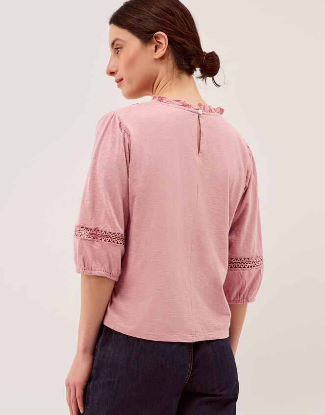 Lorna &frac34; Sleeve Lace Top, Pink (PINK), large
