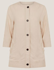 Dana Linen Blend Button Through Jacket, Natural (NATURAL), large