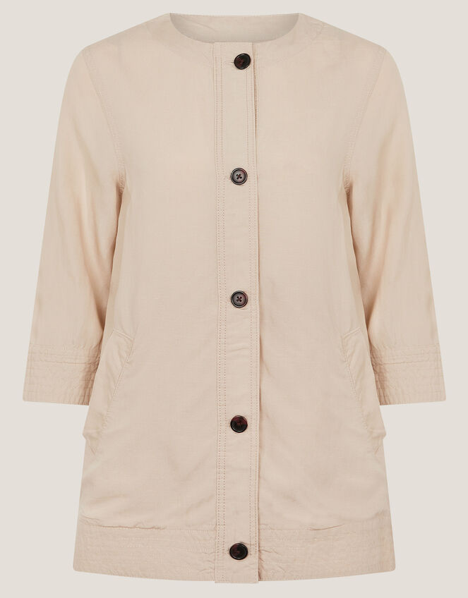 Dana Linen Blend Button Through Jacket, Natural (NATURAL), large