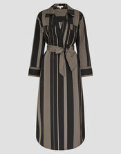 Andi Stripe Midi Shirt Dress, Black (BLACK), large