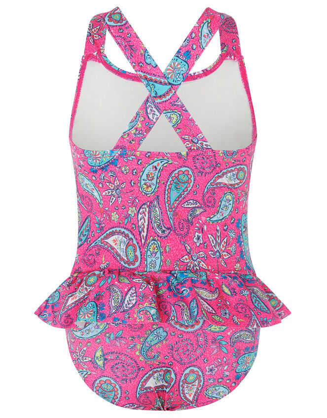 Blaire Paisley Skirted Swimsuit, Pink (PINK), large