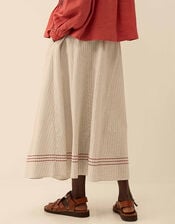 East Zoe Yarn-dyed Textured Cotton Pinstripe Skirt , Ivory (IVORY), large