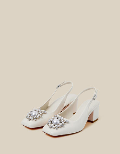 Wynn Pearl Slingback Heels, Ivory (IVORY), large