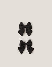 2-Pack School Bow Hair Clips, Black (BLACK), large