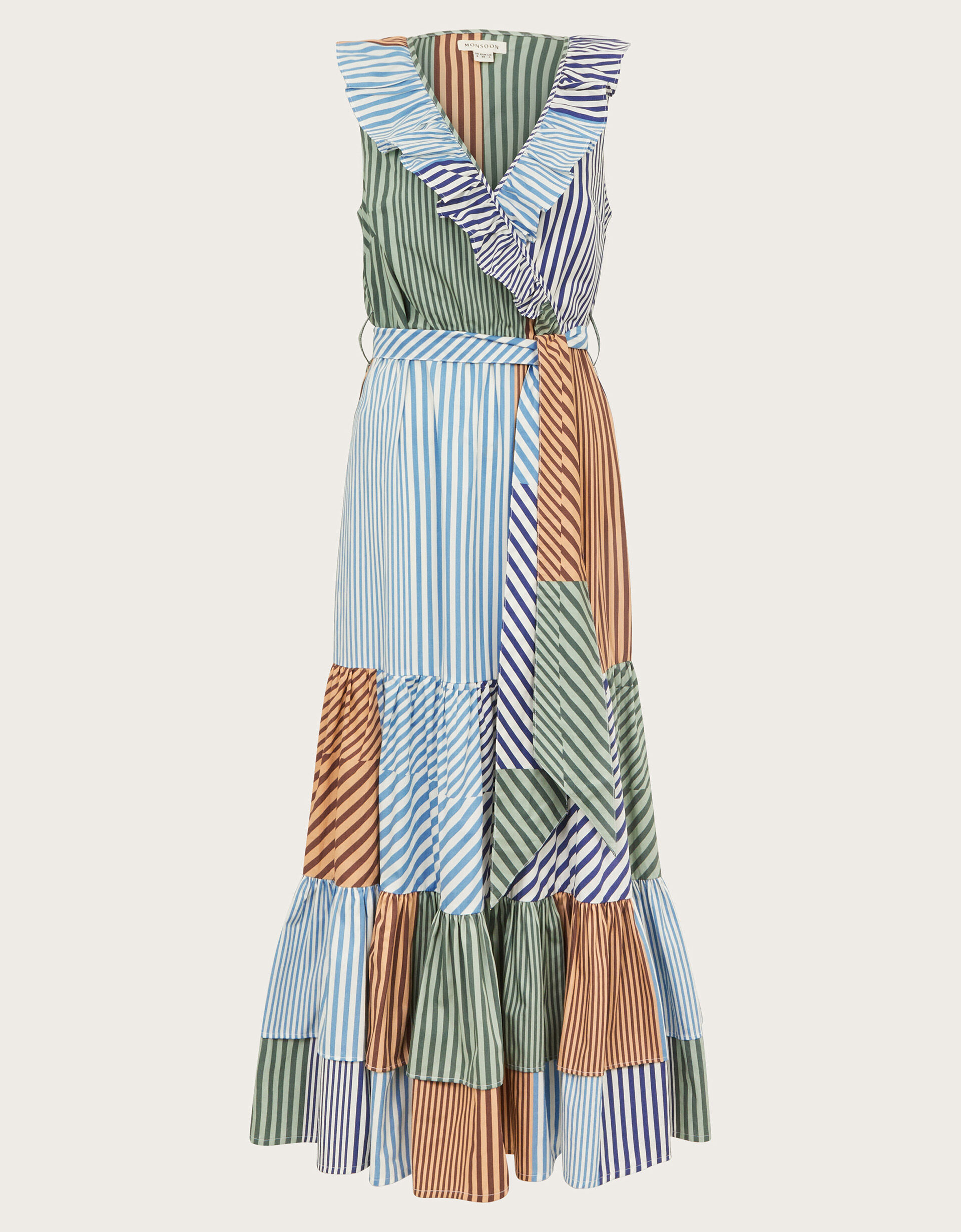 Stripe ruffle cotton maxi dress sales
