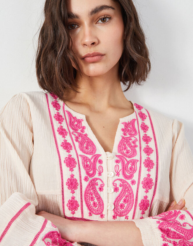 East Circe Paisley Embroidered Blouse, Pink (BLUSH), large