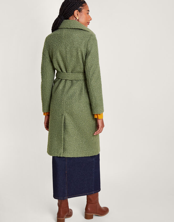 Blair Boucle Single Breasted Belt Coat, Green (GREEN), large