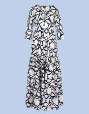 La Galeria Elefante WIF Silk Kimono Dress, Blue (NAVY), large