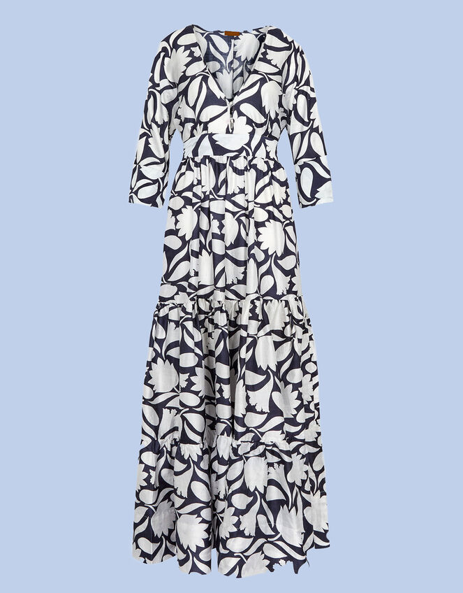 La Galeria Elefante WIF Silk Kimono Dress, Blue (NAVY), large