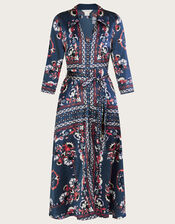 Jamelia Print Shirt Dress in Recycled Polyester, Grey (CHARCOAL), large