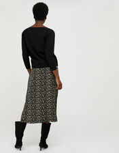 Knit Jumper and Printed Slip Dress with Recycled Polyester, Black (BLACK), large