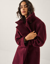 Freya Bouclé Coat, Red (BURGUNDY), large