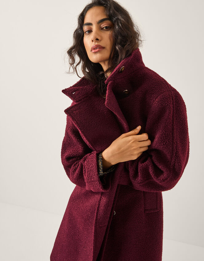Freya Bouclé Coat, Red (BURGUNDY), large