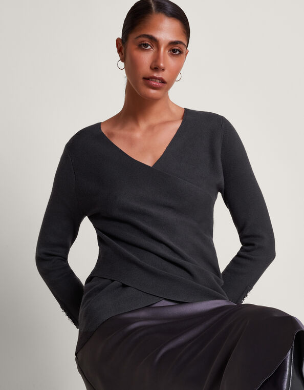 Winslet Wrap Jumper, Grey (CHARCOAL), large