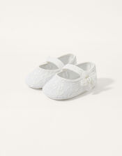 Lace Bow Booties, Ivory (IVORY), large