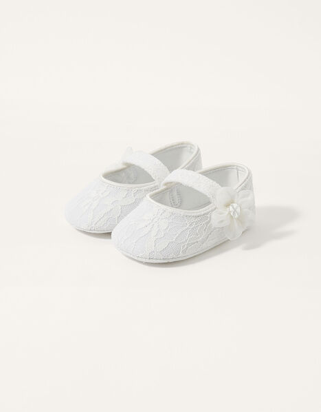 Lace Bow Booties Ivory, Ivory (IVORY), large