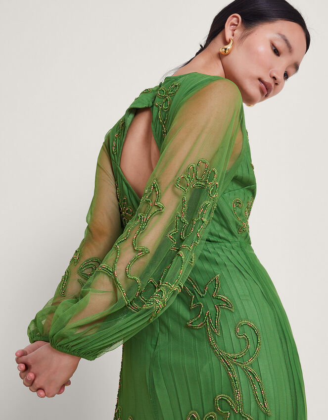 Maeva Hand-Embroidered Dress Green | Evening Dresses | Monsoon UK 