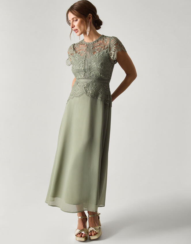 Monica Lace Midi Bridesmaid Dress Green
