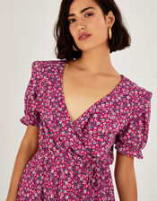 Ditsy Print Angel Sleeve Jersey Dress, Red (RED), large