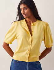 Tegan Short Sleeve Cardigan, Yellow (YELLOW), large