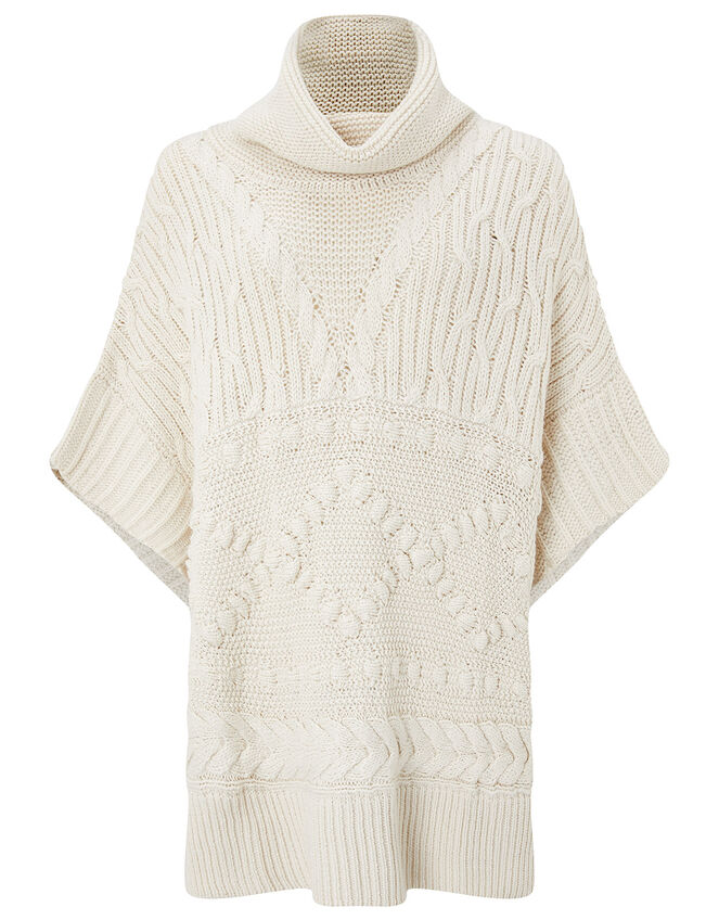 Chunky Knit Poncho, , large