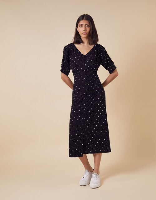 Black Spot Midi Dress with Organic Cotton Black | Casual & Day Dresses ...