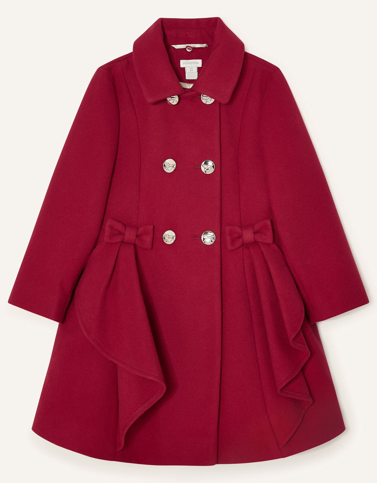 Detachable Leopard Collar Ruffle Coat Red