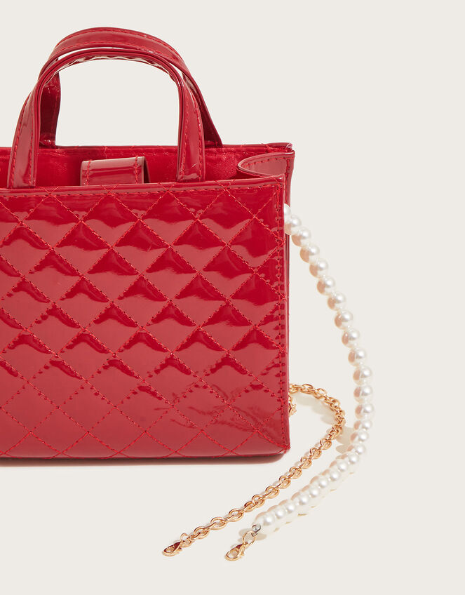 Quilted Patent Mini Tote Bag, , large