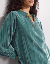 East Lorna Crinkle Velvet Top, Teal (TEAL), large