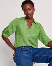 Sofia Long Sleeve Textured Shirt, Green (GREEN), large