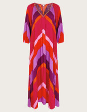 Sonya Stripe Kaftan Dress, Red (RED), large