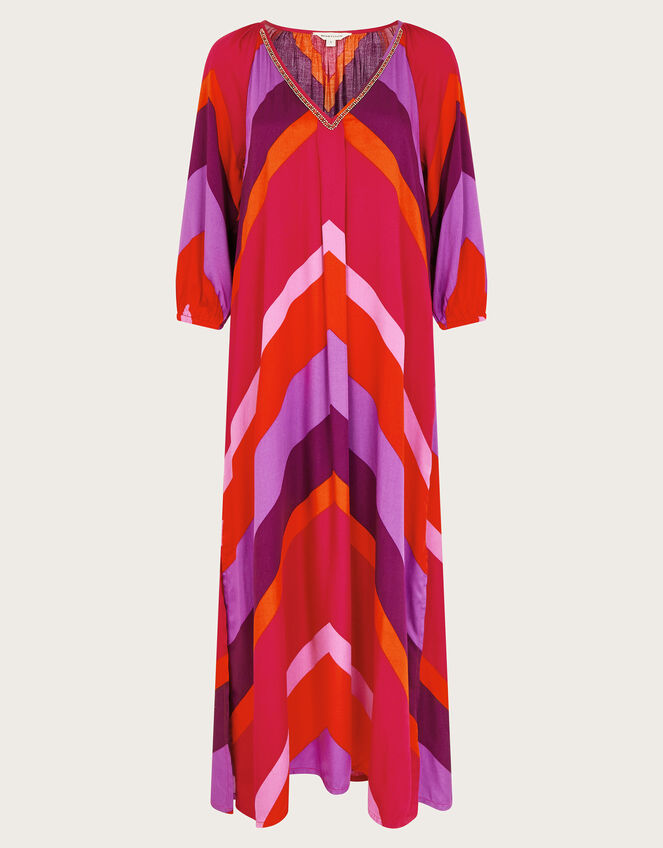 Sonya Stripe Kaftan Dress, Red (RED), large
