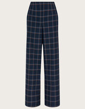 Catalina Check Wide Leg Trousers, Blue (NAVY), large