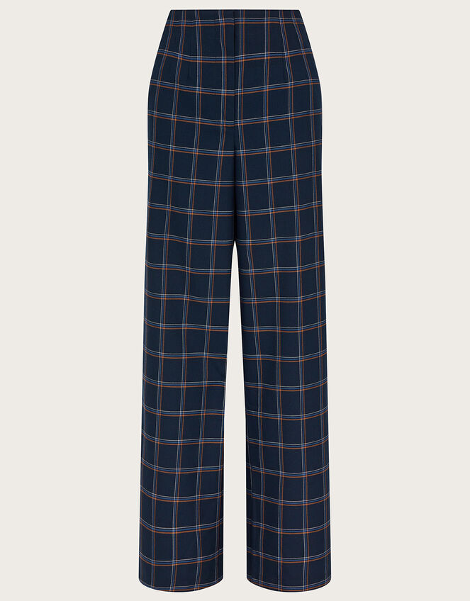 Catalina Check Wide Leg Trousers, Blue (NAVY), large